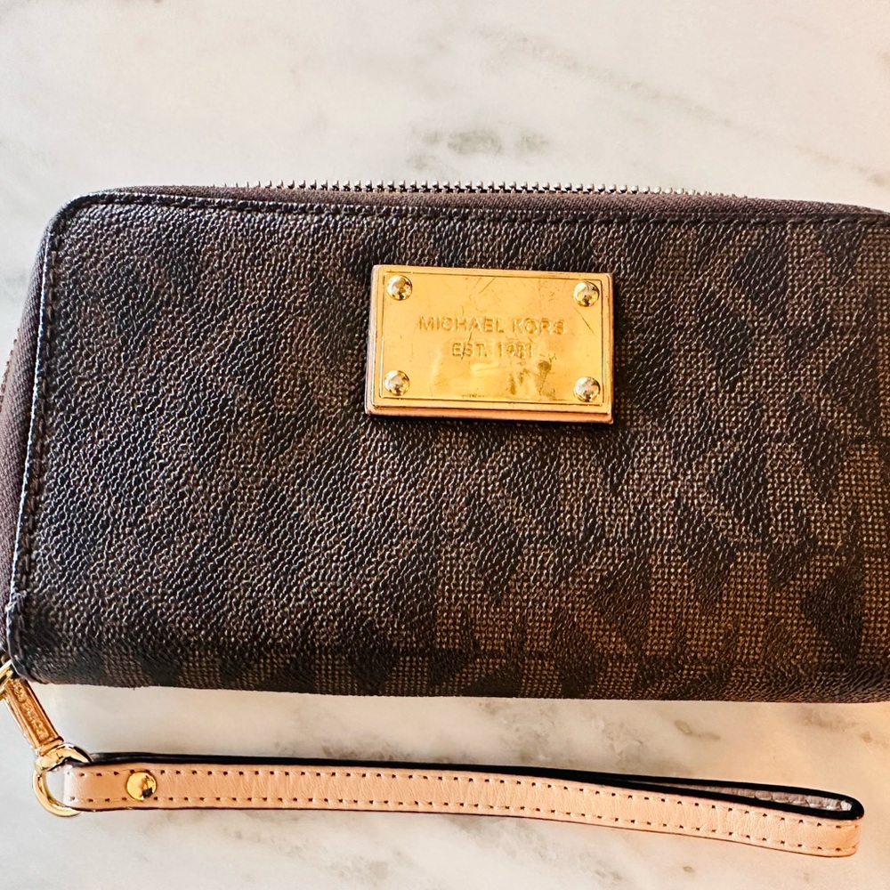 Michael Kors Brown Wallet with Gold Accents